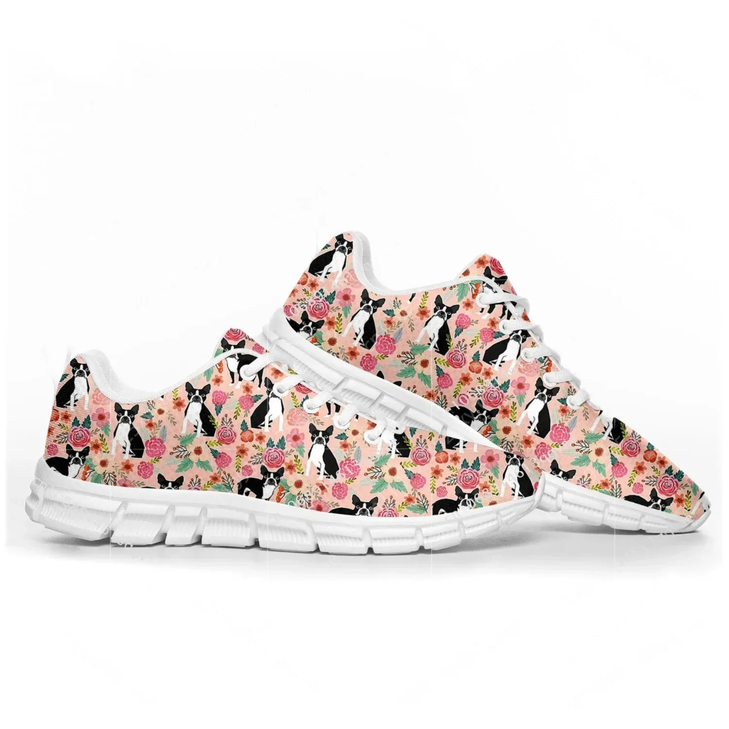 

Кроссовки Boston Terrier для мужчин и женщин, индивидуальный пошив, высокое качество, парные, белые