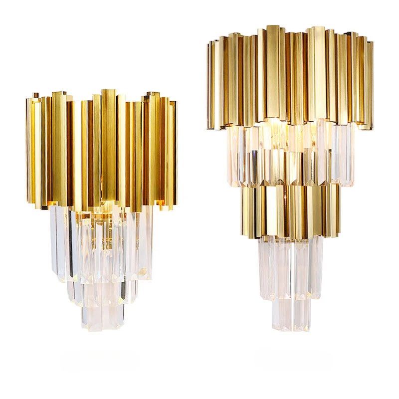 

Modern Gold Luxury Crystal Wall Lamp Led Light E14 Bulbs for Bedroom Living Room Study Home Lighting Fixtures