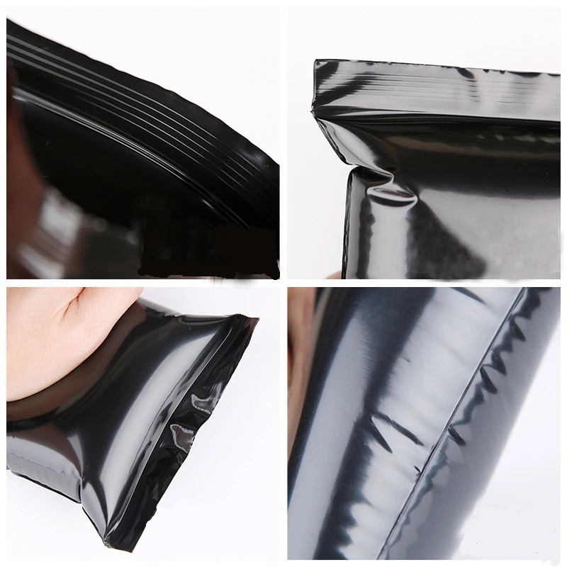 Black bag 14x20cm plastic Bag poly Self sealing zipper bag plastic bag with sealing light tight bag 50 Pcs/pack