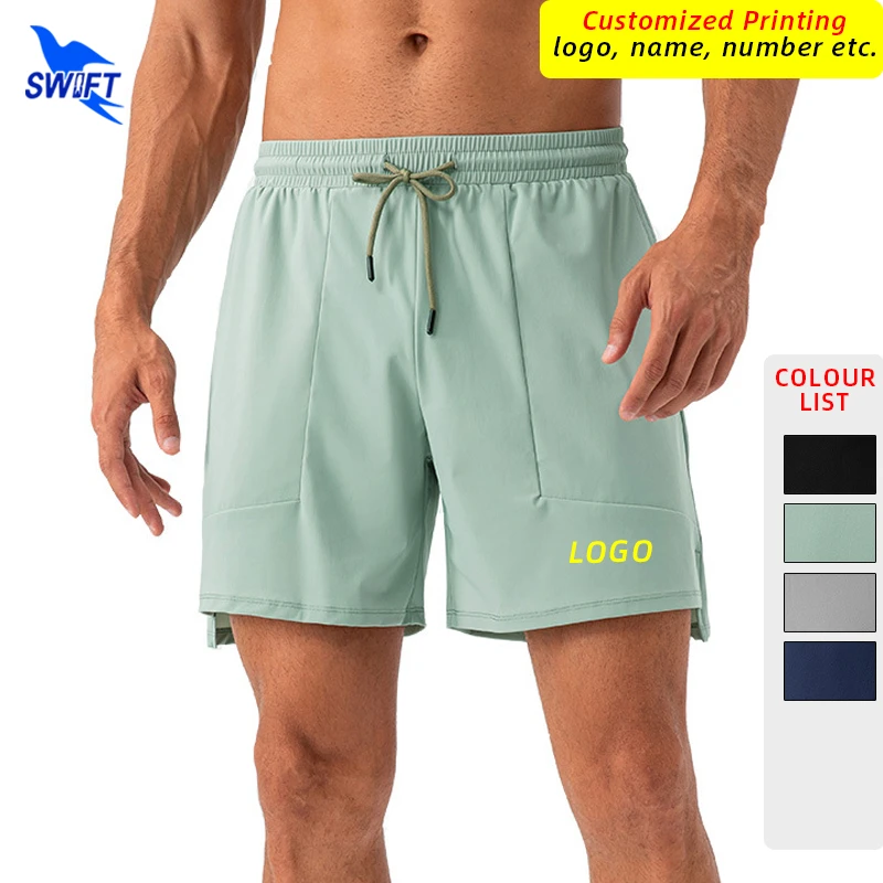 Custom LOGO Men Breathable Running Shorts Quick Dry Elastic Gym Fitness Training Short Pants Single Layer Summer Casual Bottoms