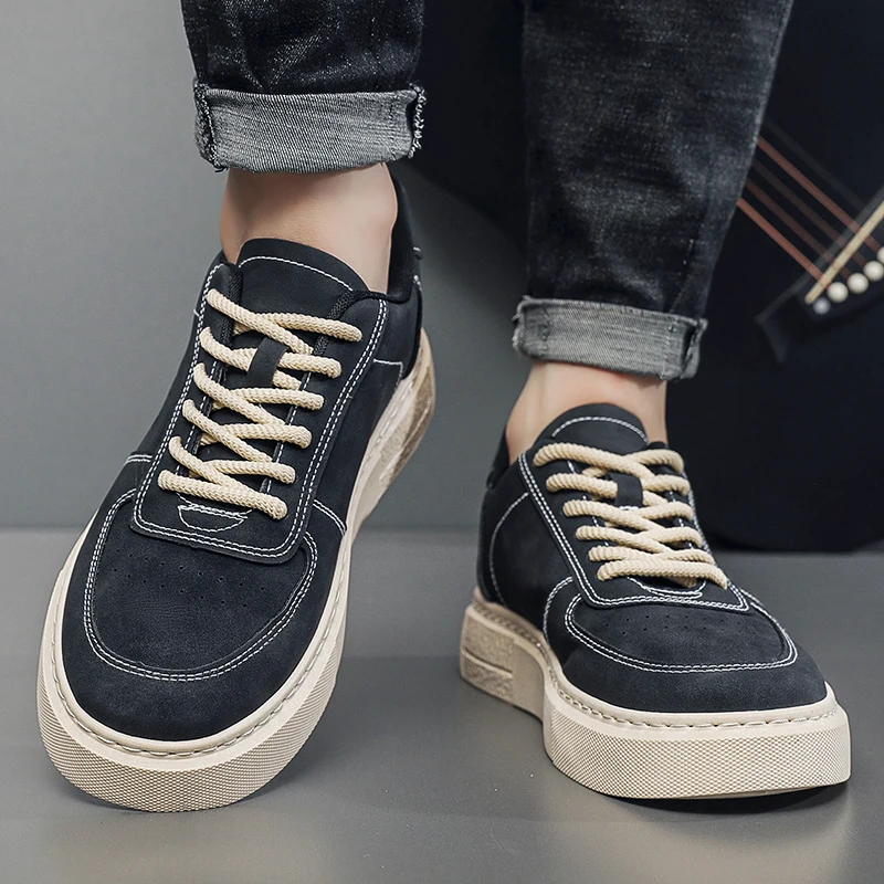 

Fashion Leather Men’s Casual Shoes Platform Comfortable Men Board Shoes Thick Bottom Walking Sneakers High Quality Sport Shoes