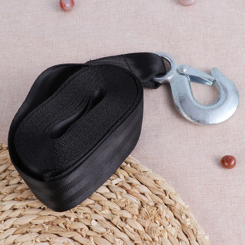 Heavy Duty Polyester Trailer Rope with Steel Hooks for Trucks Trailers Marine Use Vibration Dampening Secure Towing Winch Strap