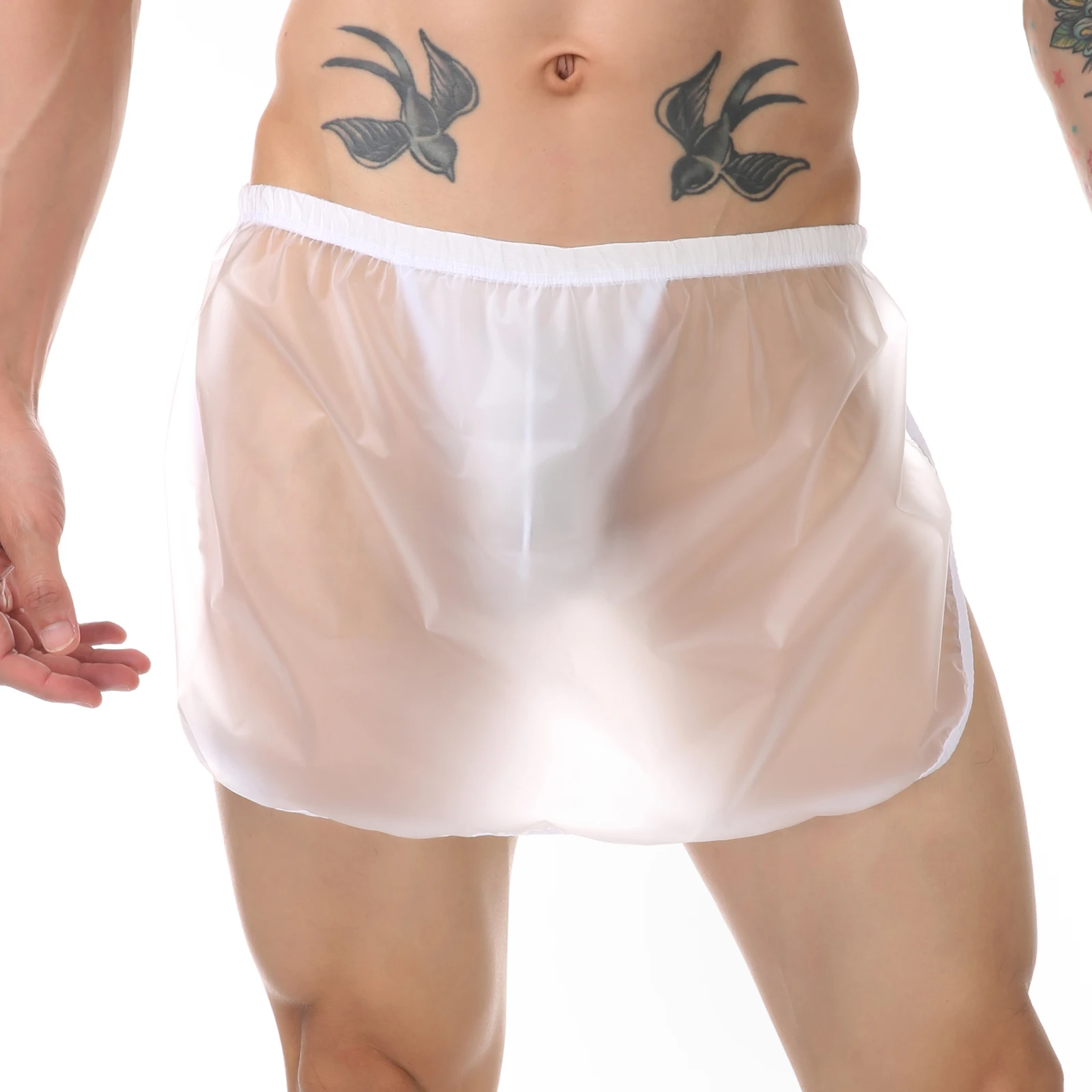 Calções de praia masculinos 2 em 1 tanga boxer saias troncos transparentes lado aberto casual fitness calças curtas praias calções de festa aquática