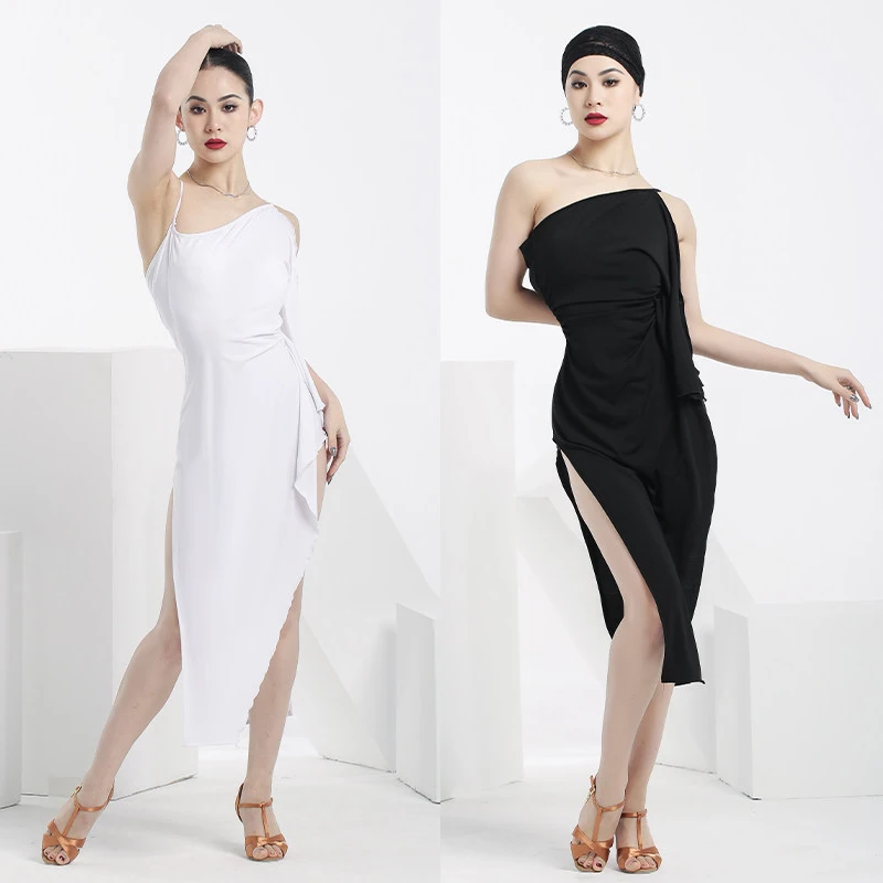 

Платье для латиноамериканских танцев 2026 для женщин, сексуальное платье на бретельках с разрезом, для самбы, ча-ча-ча, танго, для взрослых, женское, для соревнований по латиноамериканским танцам, XH4490