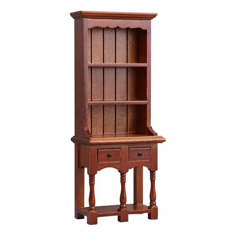 

AS96-Miniature Dollhouse Wooden Handicrafts 1:12 Scale Bookshelf Furniture Models Set