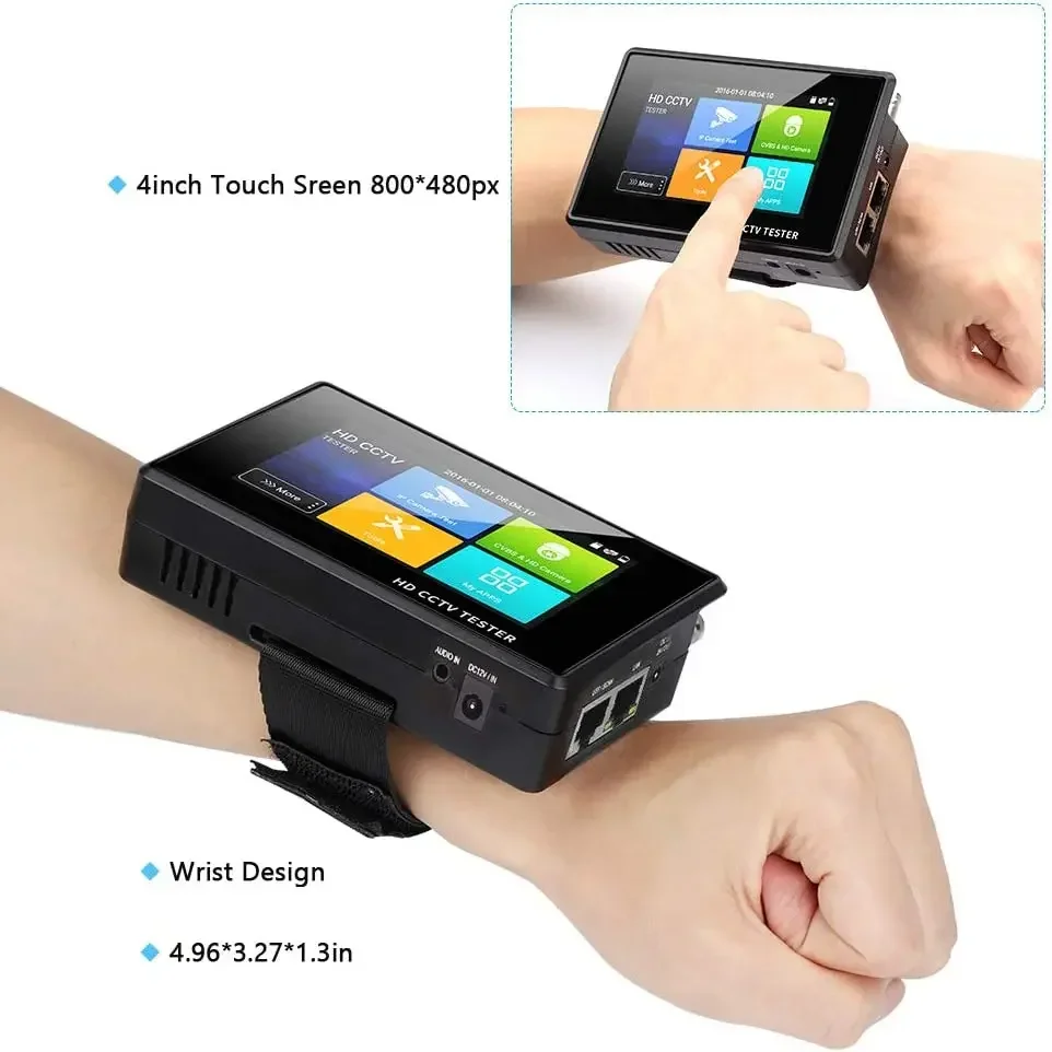 4 Inch Wrist CCTV Tools H.265 AHD CVI TVI CVBS CCTV Monitor for Analog IP Camera Tester POE Testers CFTV 4K CCTV IP Tester