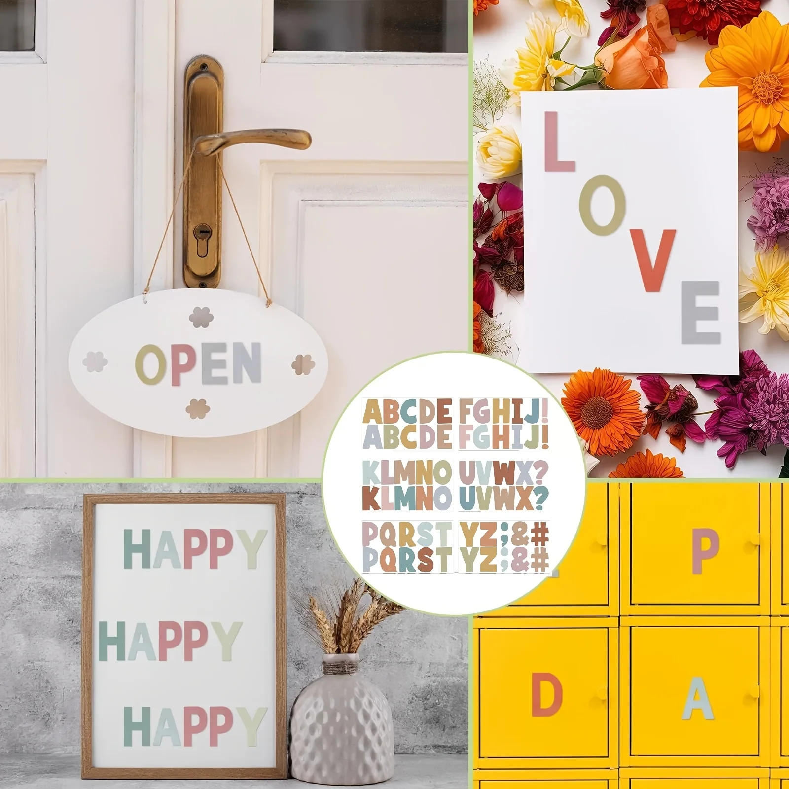 1/6pcs Uppercase English Letter and Number Hollow Stickers, Suitable for Item Categorization, Making Signs, Home Decoration