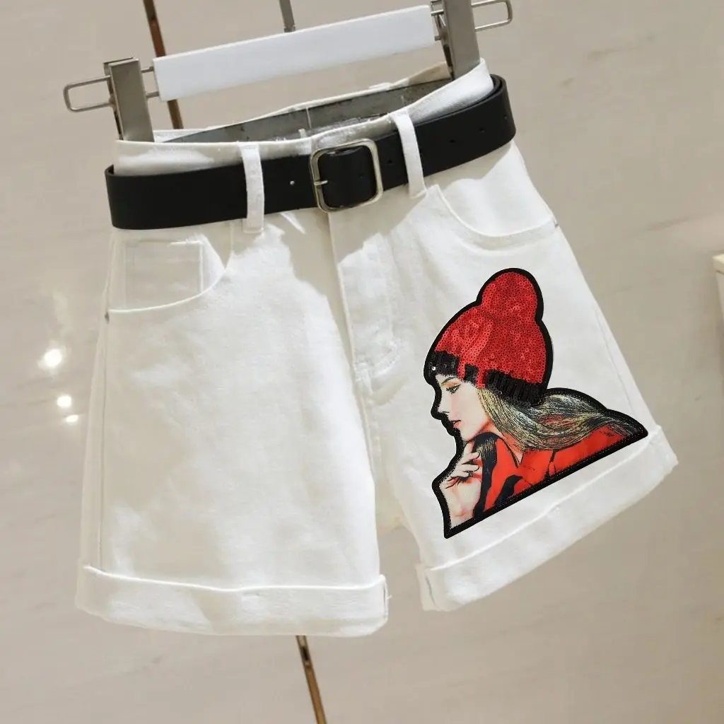 

High Waist White Denim orts Women's A-Line Flared Hot Pants Summer Korean Sle Slimming Wide Leg Casual Jeans orts