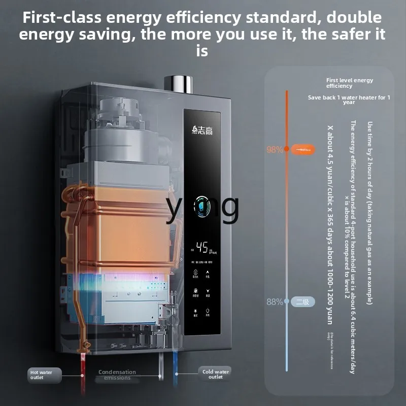 CX first-class energy efficiency gas water heater household natural gas intelligent constant temperature bath 13 liters