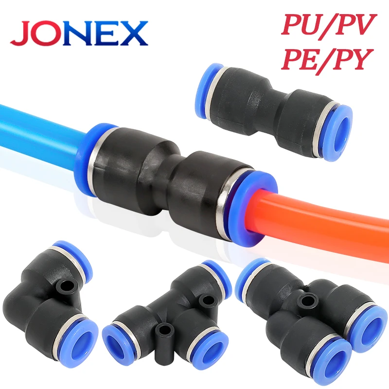 5PCS Pneumatic Fittings Connecotrs 4mm 6mm 8mm 10mm PU/PV/PE/PY Type Quick Release Push In Connection For Air Water Hose Tube