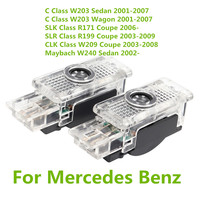 2X For Mercedes Benz W203 W240 W209 R199 C SLK CLK SLR Class LED Car Door Logo Projector Ghost Shadow Welcome Light Accessories