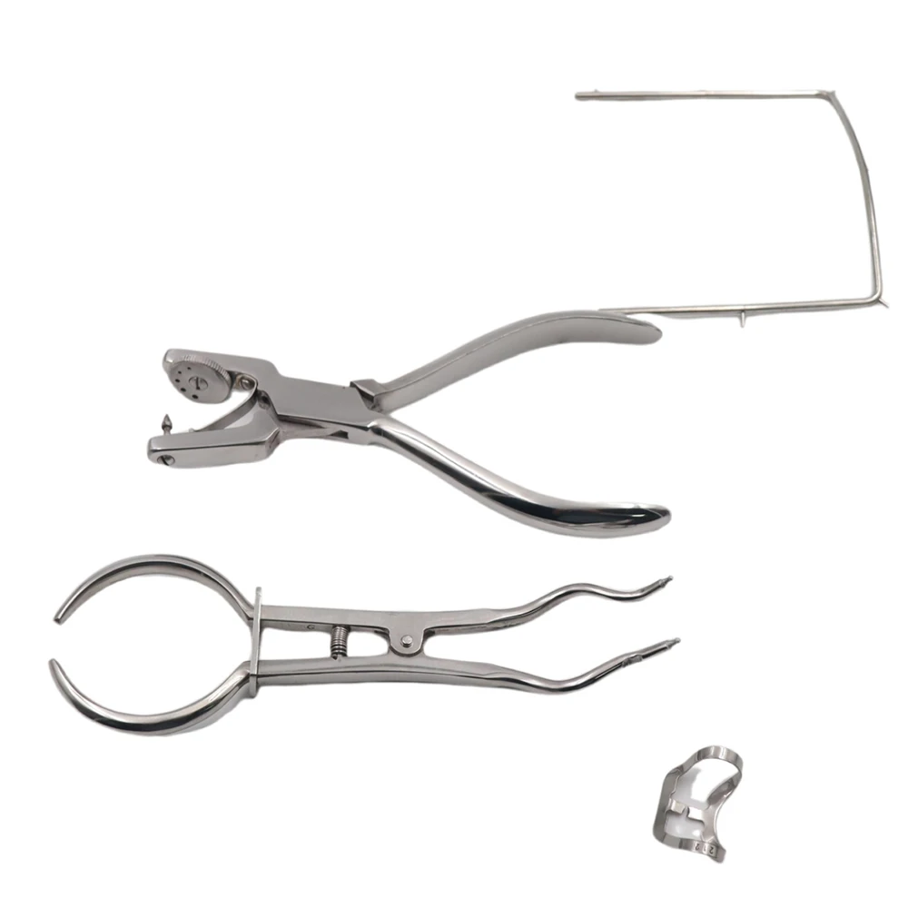 Enhance dental procedures with this 12-piece set of rubber dam perforator puncher pliers for precise orthodontic care