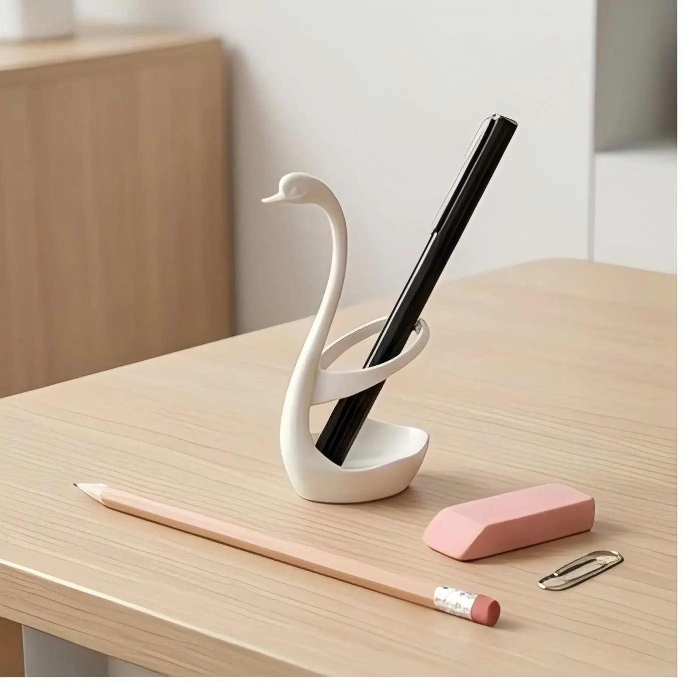 Swan Pen Holder Desk Organizer 3D Elegant Design for Office Study Room & Gift for Teachers
