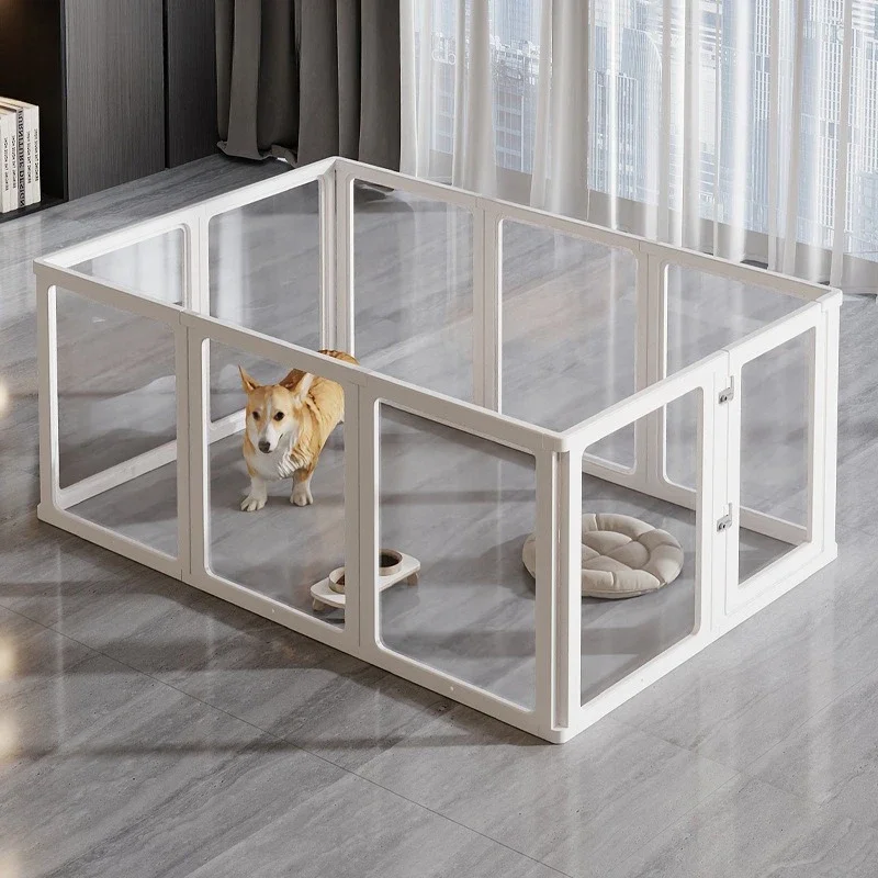 *&J Pet fence acrylic transparent raised dog fence indoor household fence teddy bear corgi protective cage