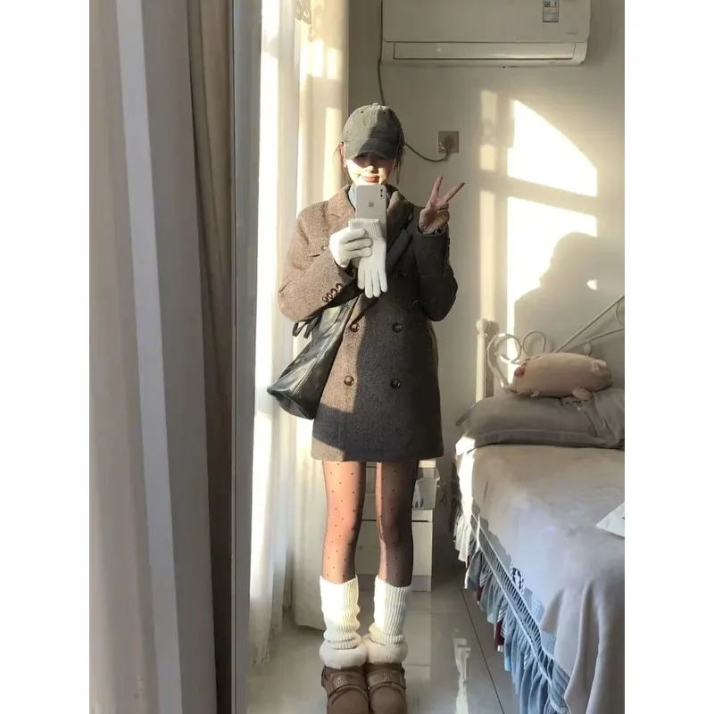 

Осень-зима 2022, высококачественный пиджак для женщин, утепленная элегантная верхняя одежда средней длины с подкладкой E12394