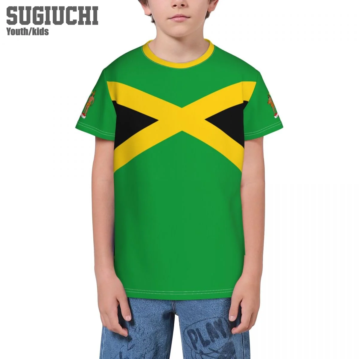 Camisetas 3D con emblema de la bandera de Jamaica para niños, camiseta con número de nombre personalizado para jóvenes, camisetas para niños y niñas, camiseta para fanáticos del fútbol, regalo