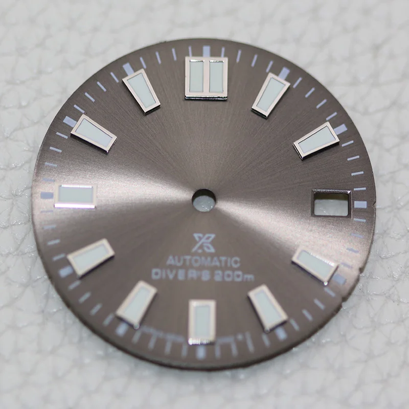 Cadran Sunburst-Dial NH35 S Logo para NH35 36 SKX007, piezas de reparación de cara de reloj de buceo, color gris, 28,5mm