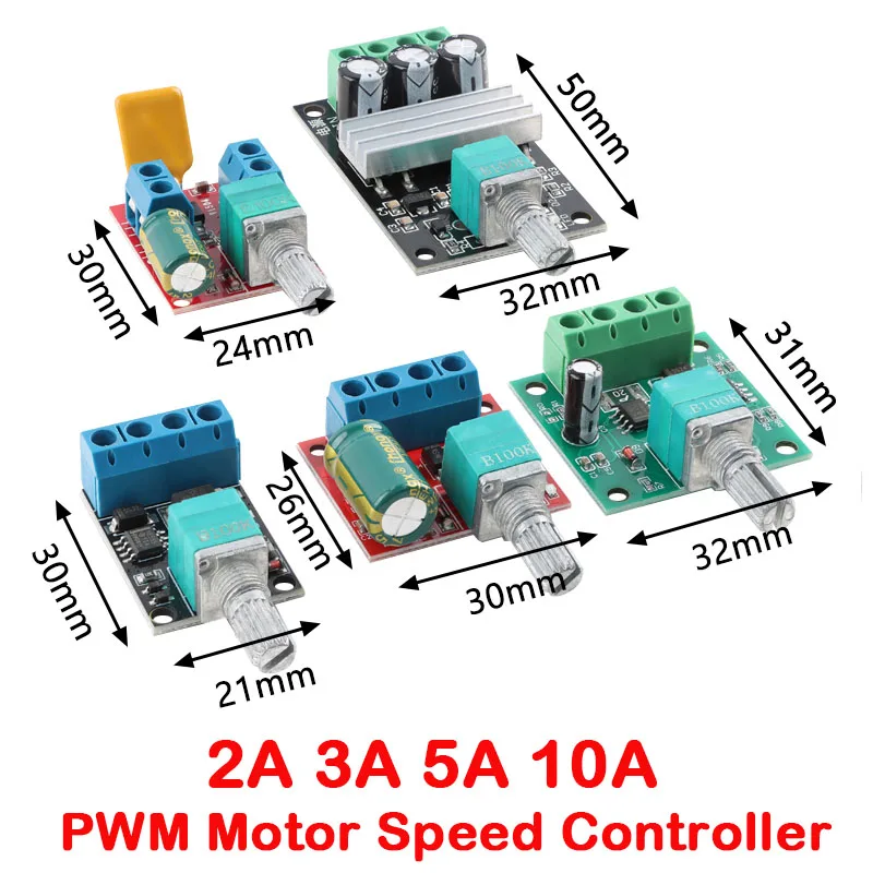 DC 1.8V-35V 2A 3A 5A 10A 30W 80W 90W PWM Motor Speed Controller Low Voltage Motor Speed Controller PWM Adjustable Drive Module
