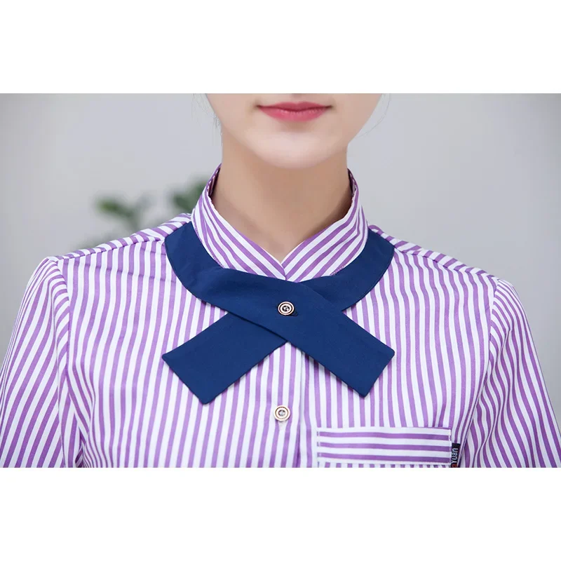 2024 الصيف فندق قصيرة الأكمام نادلة موحدة تقديم الطعام مطعم ملابس العمل هوتبوت النادل عمال كعكة متجر موحدة قميص