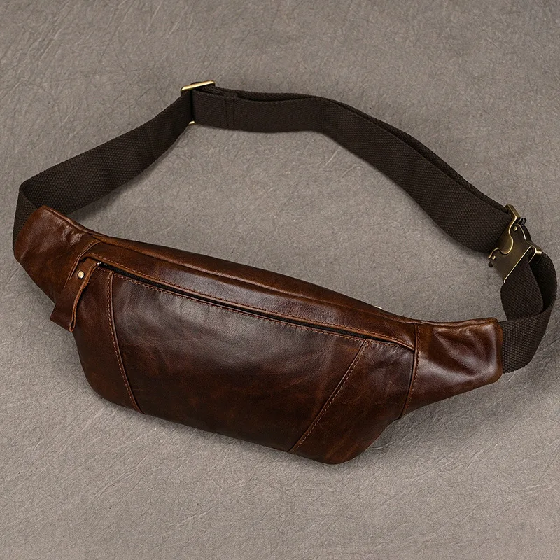 Sac banane en cuir véritable pour homme, petit sac banane, sac de ceinture, sacs de poitrine multifonctions, sac à main à bandoulière, poudres de téléphone, voyage