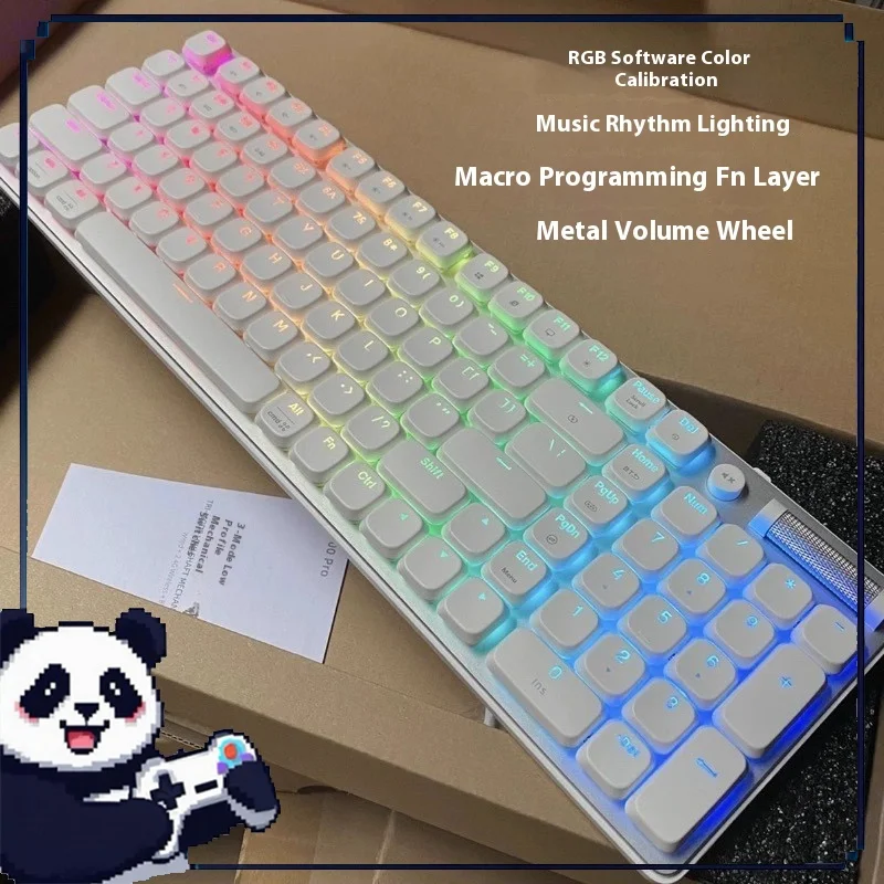 

Tri Mode Low Profile Mechanical Keyboard Wireless Bluetooth5.0 2.4g silent Office Aluminum Alloy Panel Tablet Desktop Keyboard