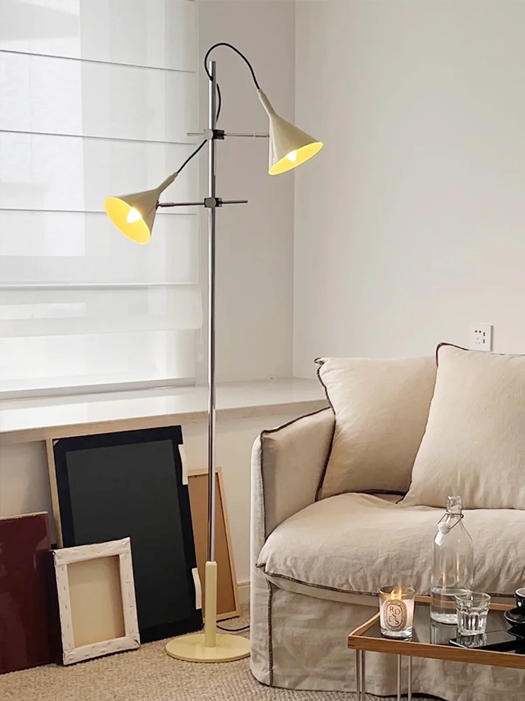 Living Room Adjustable Decorative Standing Light LED Bedroom Bedside Lamp Medieval French Minimalist Double Headed Floor Lamp