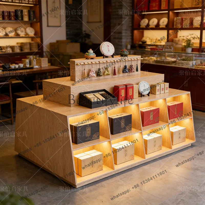 Factory Direct Solid wood tea shop, Nakajima Taiwan display cabinet Nakajima cabinet