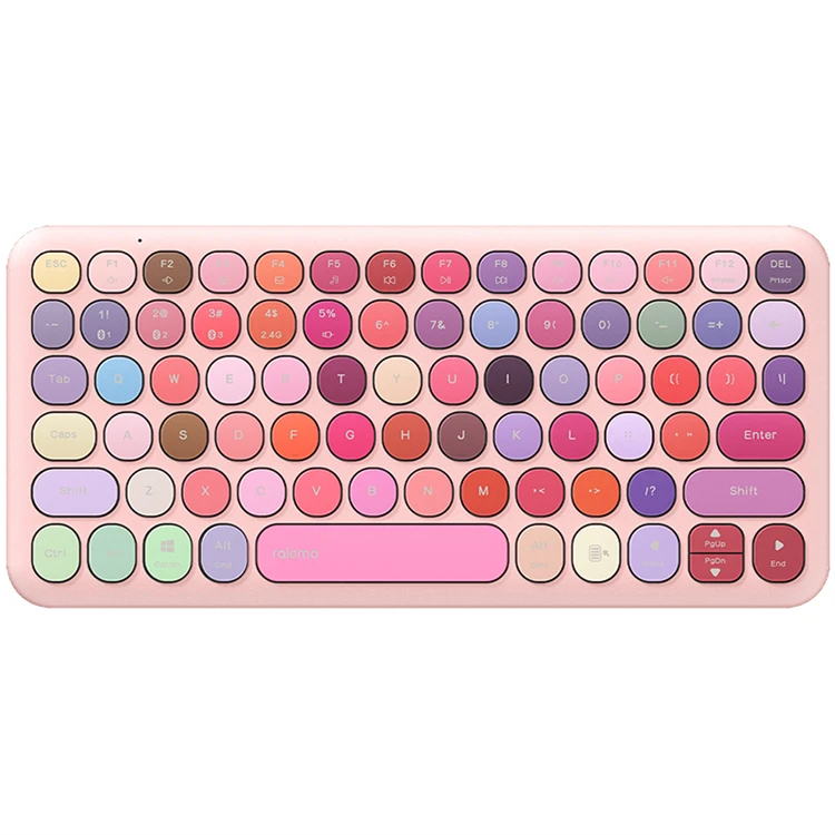 

Remolen Pre2 Mini 78Keys Round Mini Retro Woman Girl Wireless Bt Cute Colorful Keyboard Mobile Phone