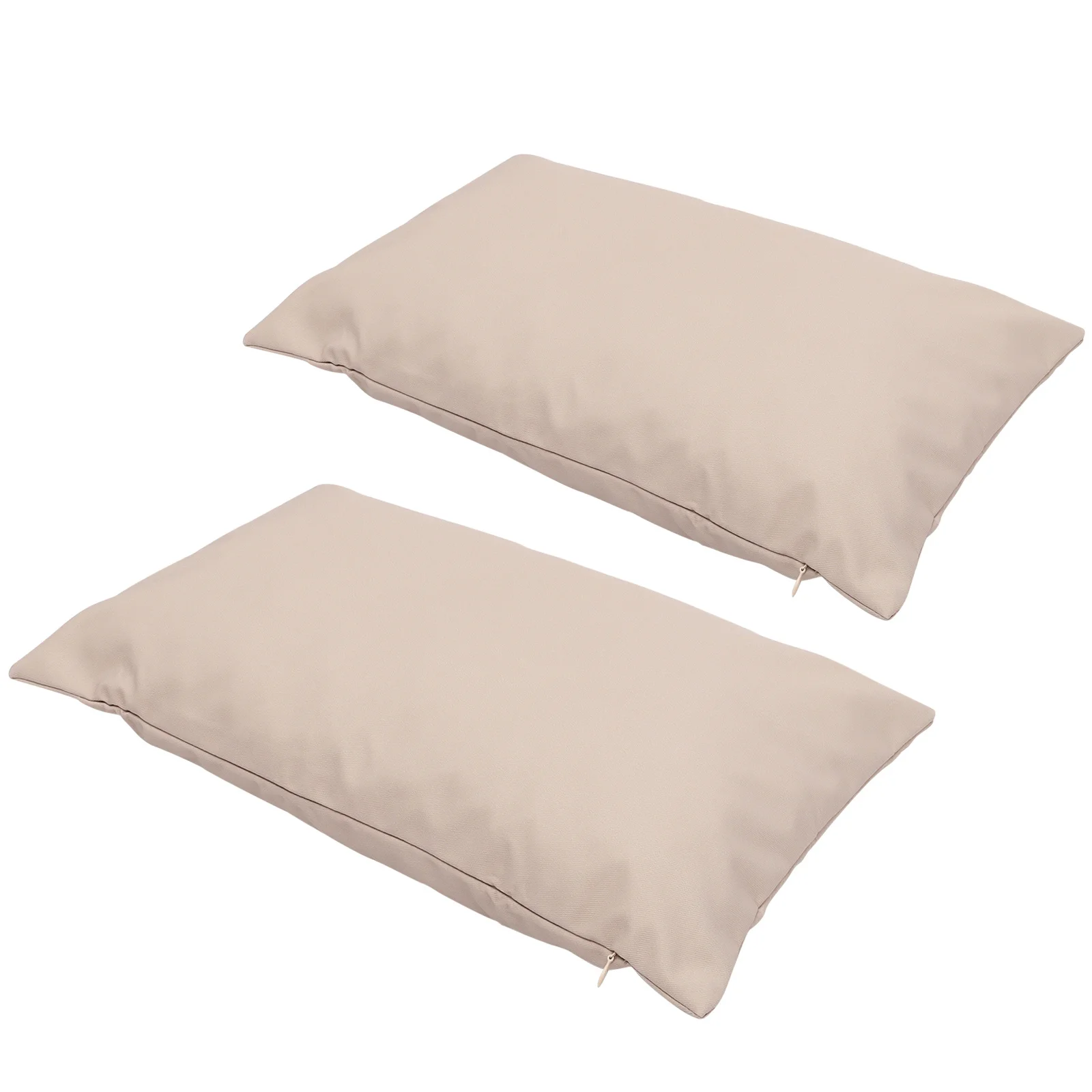 

2Pcs Waterproof Pillow Covers Khaki Polyester Soft Texture Smooth Zipper Outdoor Cushion Covers Car Pillowcase Sofa Pillow