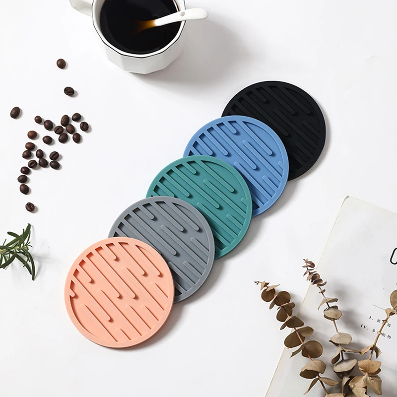 10cm Silicone Coasters Round Heat Resistant Rubber Tea Cup Mat Drink Coffee Mug Glass Beverage Holder Pad Decor Table Mat