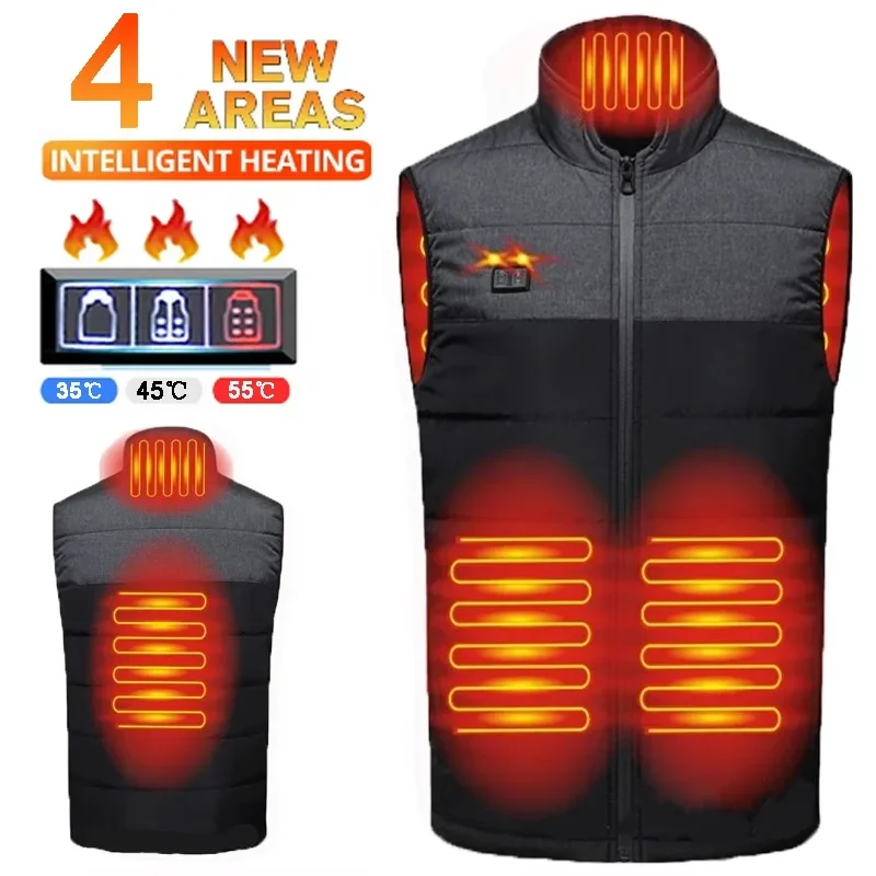 

4 Areas USB Heated Vests Men's Women's Jacket Electric Heated Waistcoat Outdoor Camping Jacket Self warm Heating Vest