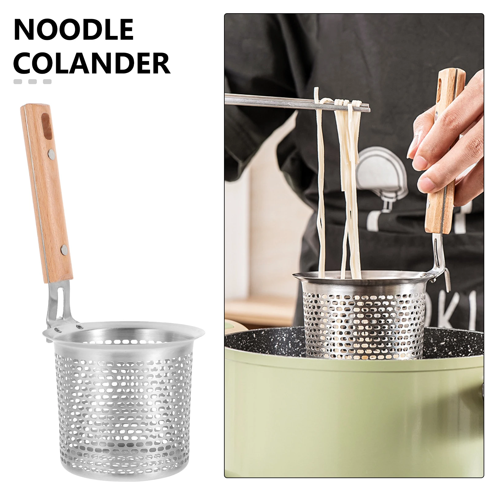 

Stainless Steel Noodle Strainer 304 Fine Mesh Long H Pasta Baskets Filter Spoons Kitchen Utensils Mala Frying Food
