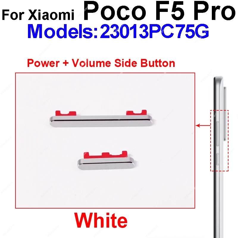 Power Volume Buttons For Xiaomi Poco M5 M5s F5 Pro On Off Power Volume Audio   Small Side Keys Repair Parts