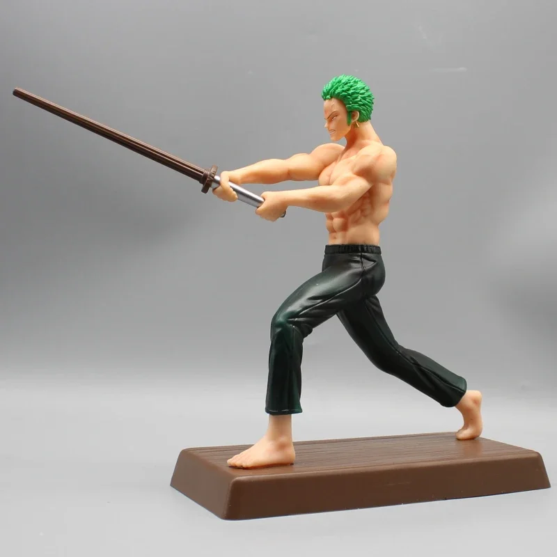 24cm One Piece Anime Figure Gk Uno Fitness Roronoa Zoro Dumbbell Wooden Sword Pvc Action Figurine Decoration Model Toys Gifts