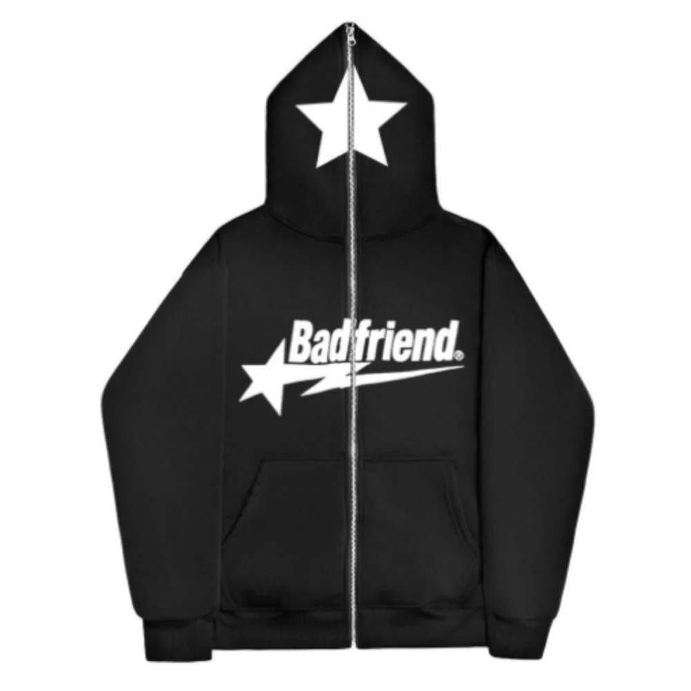 2024 Men's And Women's Zipper Hoodie Dark Pentagram Printed Sportswear Gothic Couple Harajuku Zipper Sweatshirt