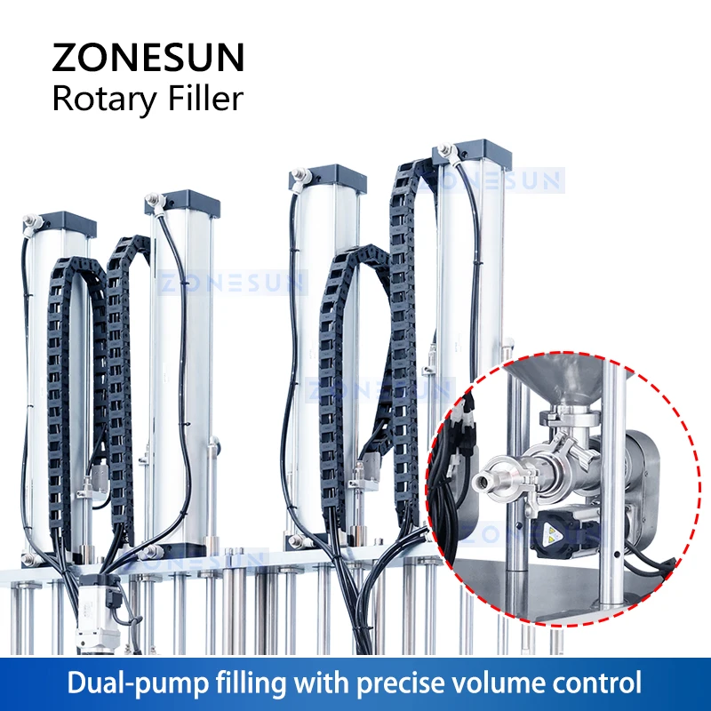 ZONESUN ZS-VTRPF4 Riempitrice automatica per crema a 4 colori |   Riempitore cosmetico rotante per vasetti da 5-100 ml