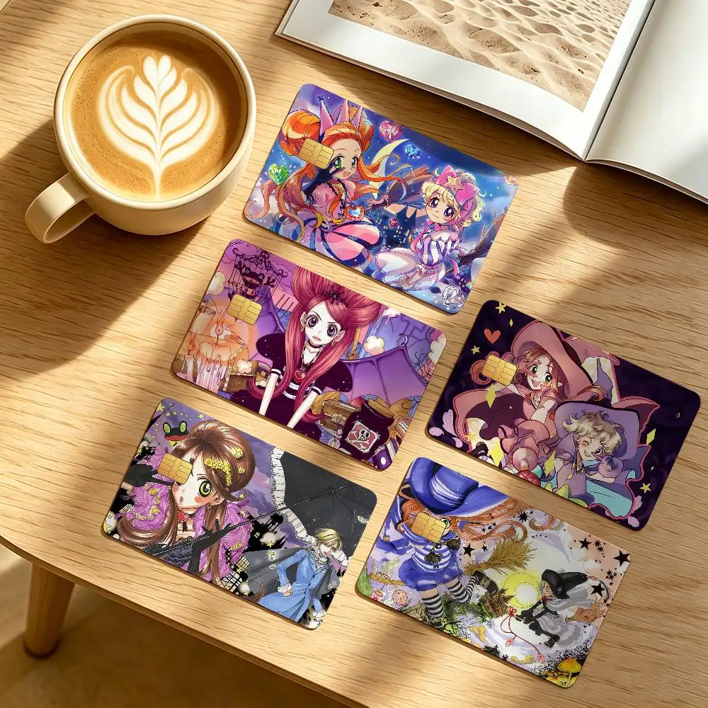 Anime Sugar Sugar Rune Waterproof Anti-Scratch Card Skin Stickers 4Pcs Stylish Decor Covers for Credit & Debit Cards