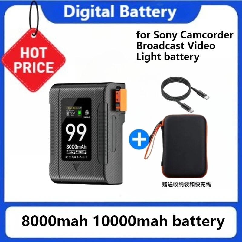 

For Sony Camcorder Broadcast Video Light Blackmagic URSA NEW V BP-199 BP-99 Mount V-Lock Battery BP Battery with PD65W Cable