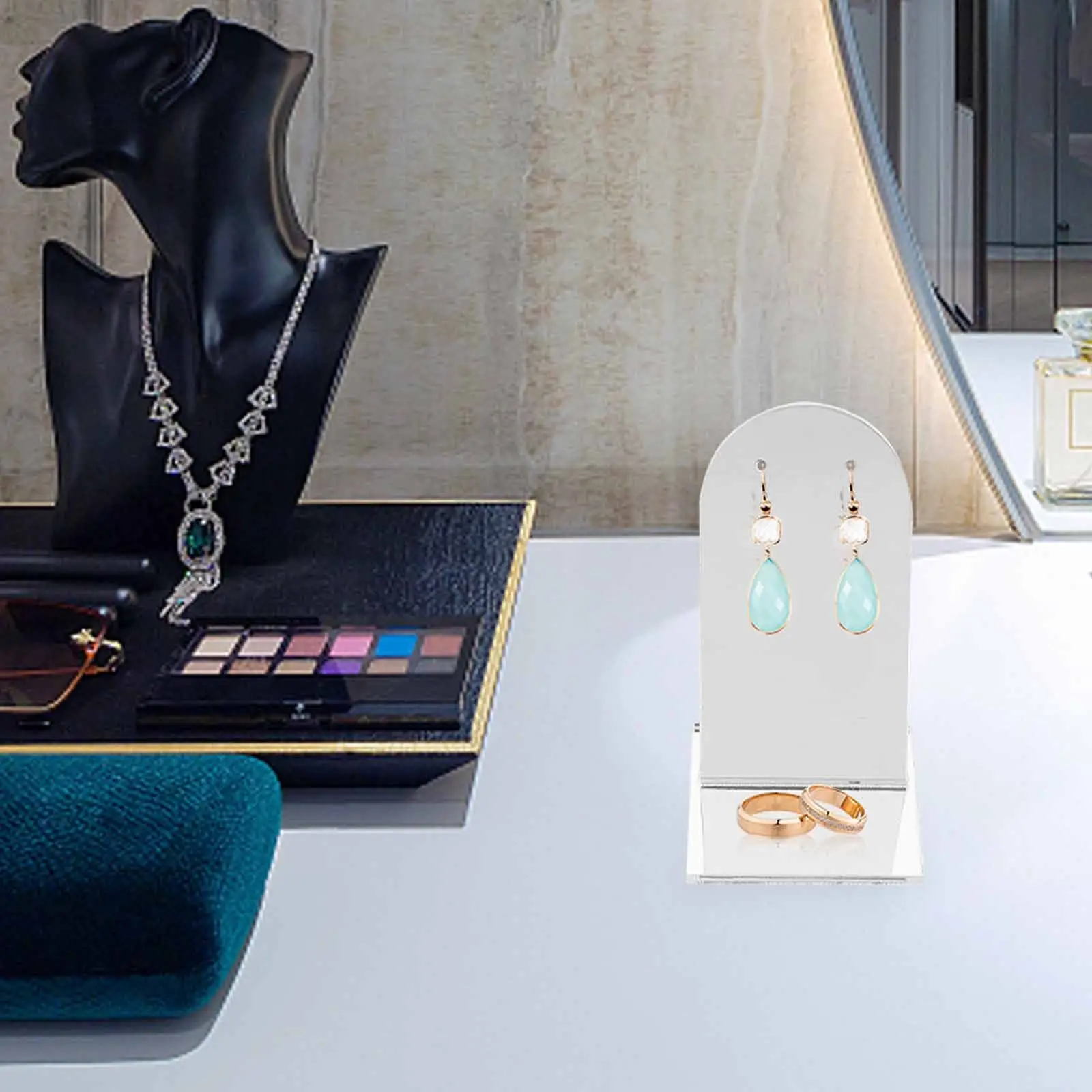 1Pcs Acrylic Jewelry Display Stand Reflective Mirror Photo Props Flat Natural Vertical Photography Background Earrings Earrings