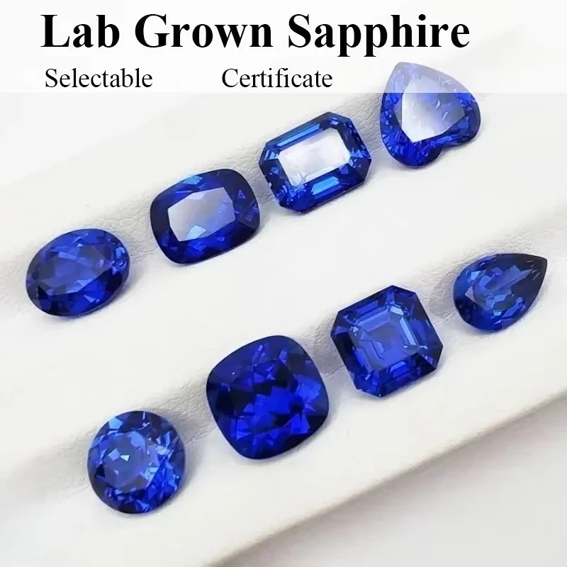 Lab Grown Sapphire Royal Blue Color Multiple Cutting DIY Jewelry Making Main Materials Selectable Certificate