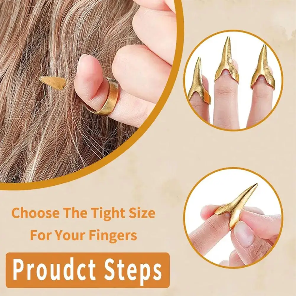 10pcs Metal Parting Finger Tip Hair Sectioning Comb Hair Braiding Weaving Curling Hair Selecting Tool For Braiding Hair