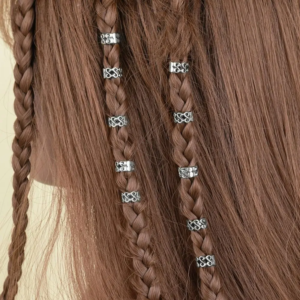 10pcs/set Retro Alloy Hair Beads Silver Golden Braid Dreadlocks Bead Hair Braid Tubes Girls