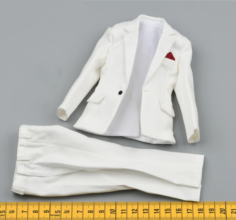 DAMTOYS GK023 1/6 Gangsters Kingdom Diamond a Angelo Male White Suite Jacket Pant Waist Belt Accessories Fit 12