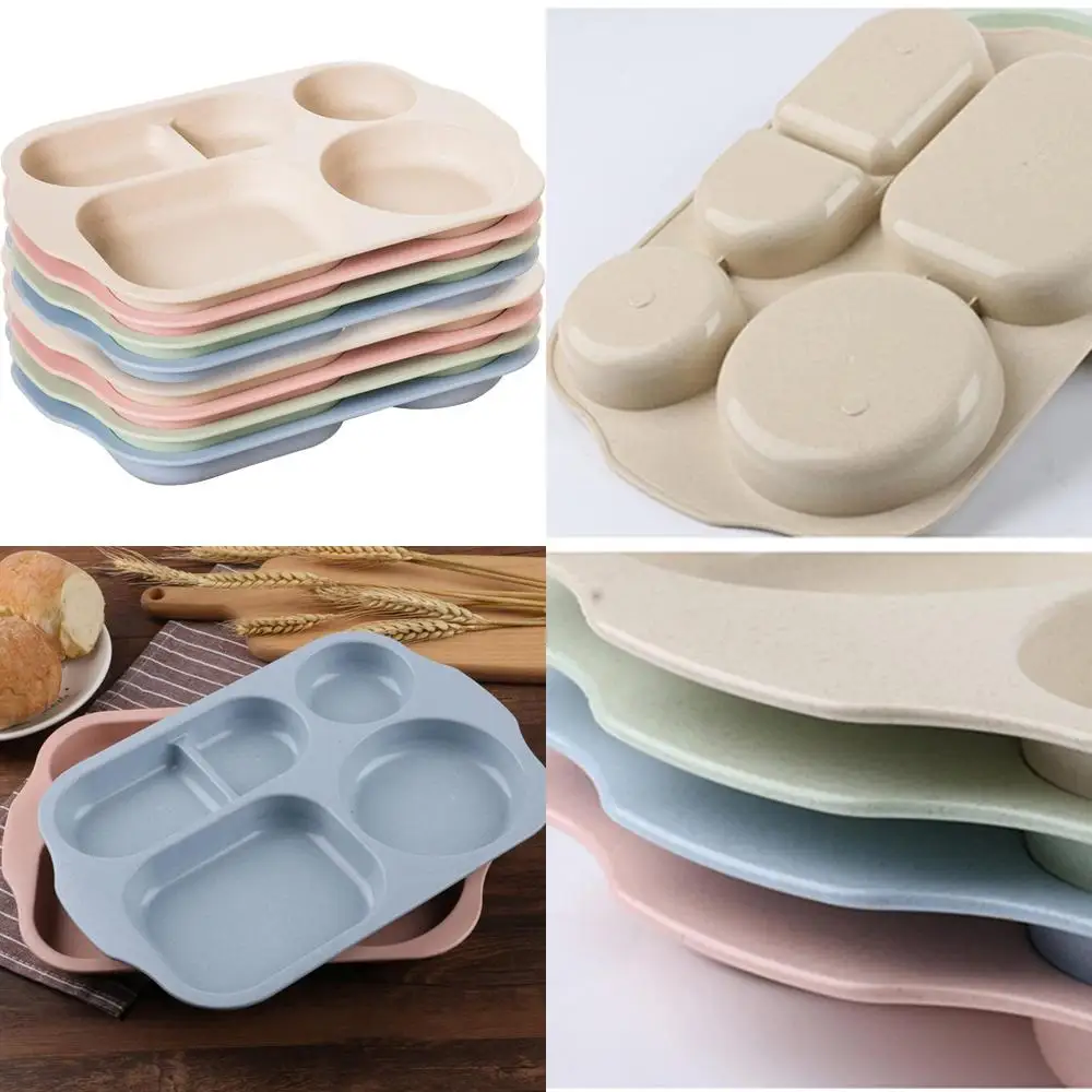

8 pack plastic divided plates set-sectioned meal camping dishes for bbq, microwave & dishwasher safe