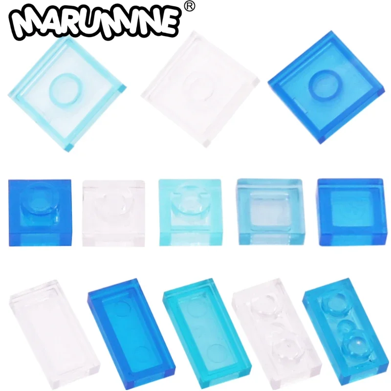 MARUMINE Blocks Brick Transparent Parts 1x1 1x2 2x2 Tile Base Plate 3070 3069 3023 3024 MOC Classic City Building Accessories