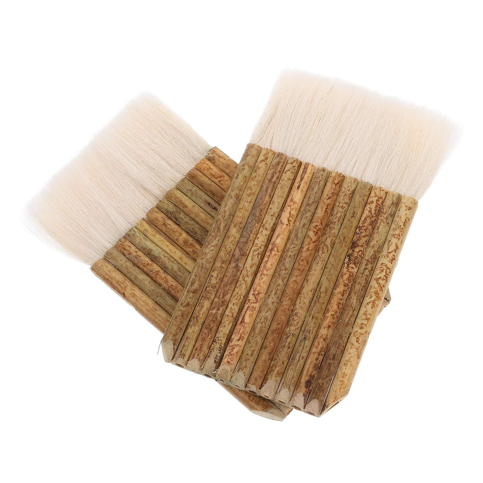 2 Pcs Painting Bamboo Tube Soft Bristle Pottery Wool Artist Row Sheep Hair Hake Washer Ceramic Paintbrush