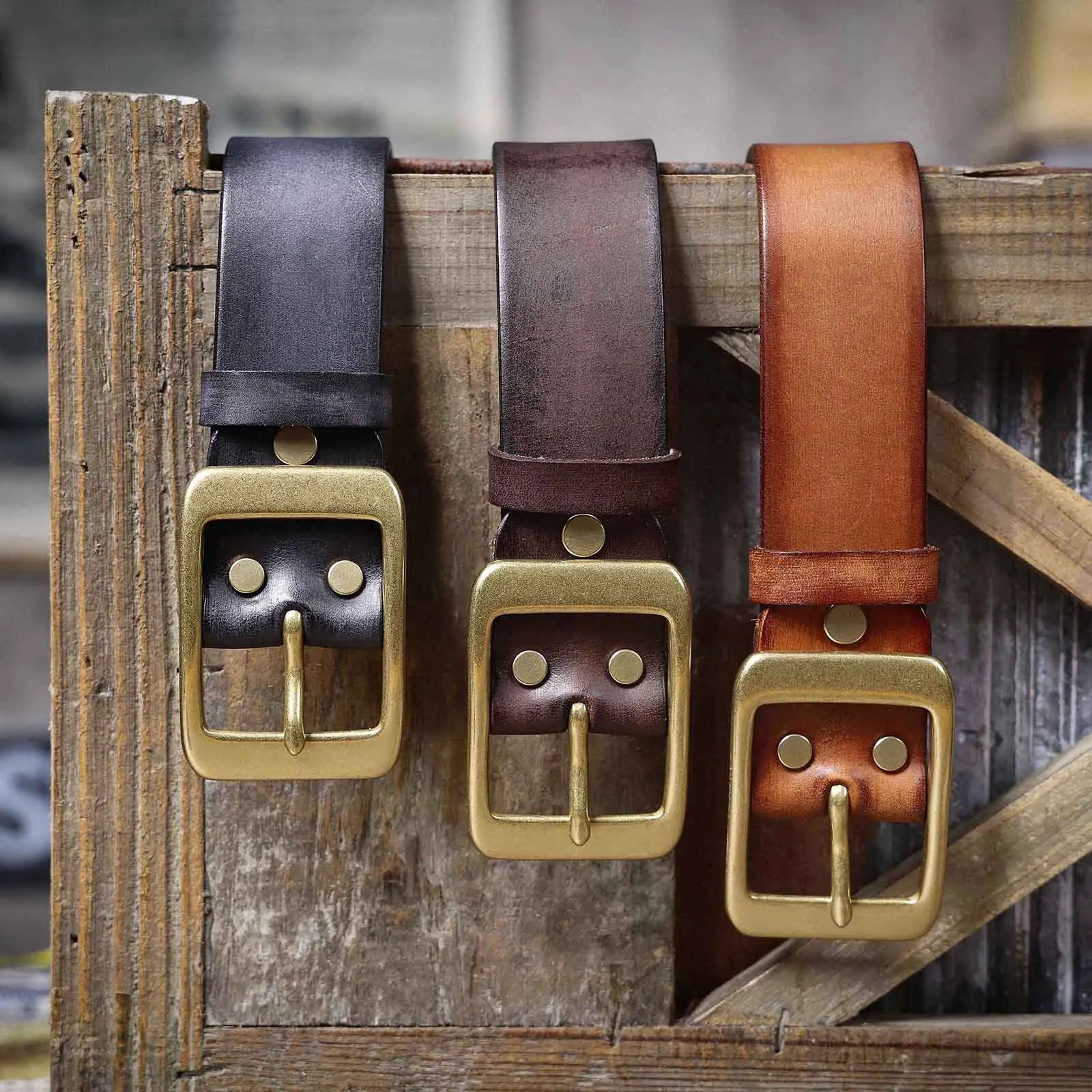 Vintage Echt leder Herren gürtel mit massiver Messings chnalle, hand gefertigte lässige Nadel schnalle verdicktes italienisches Rindsleder mit Geschenk box – Detail 8