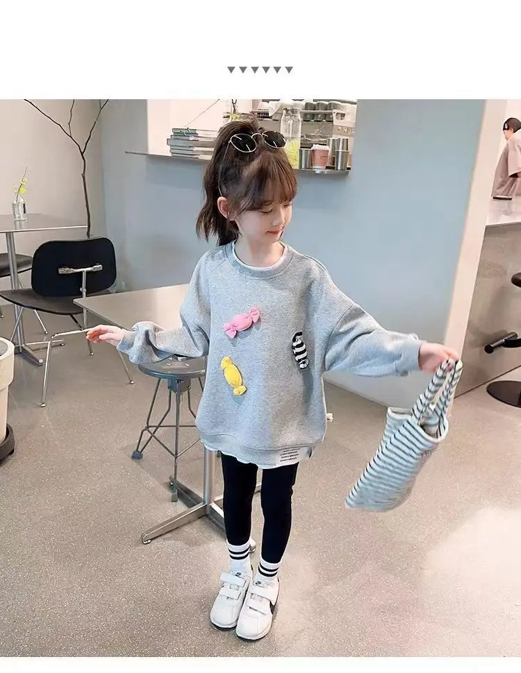 Koreanische Version Kleidung Baby Mädchen Langarm Kinder Neue Frühherbst-Sweatshirts Niedliche Bedruckte Pullover Kinder Freizeitkleidung – Detail 9