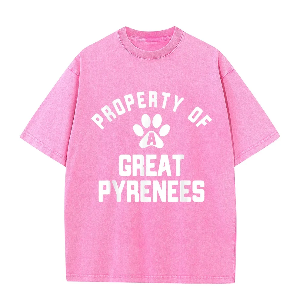 Property of A Great Pyrenees Pyrenean Dog T-Shirt Man Clothing Vêtement Homme Men Plus Size Urban Casual Unisex Dad Cotton T