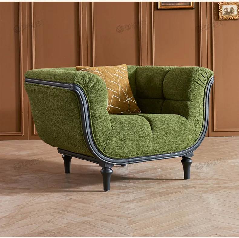 Factory Direct 2026 American light luxury fabric sofa living room sofa combo vintage solid wood frame large seat deep comfortabl